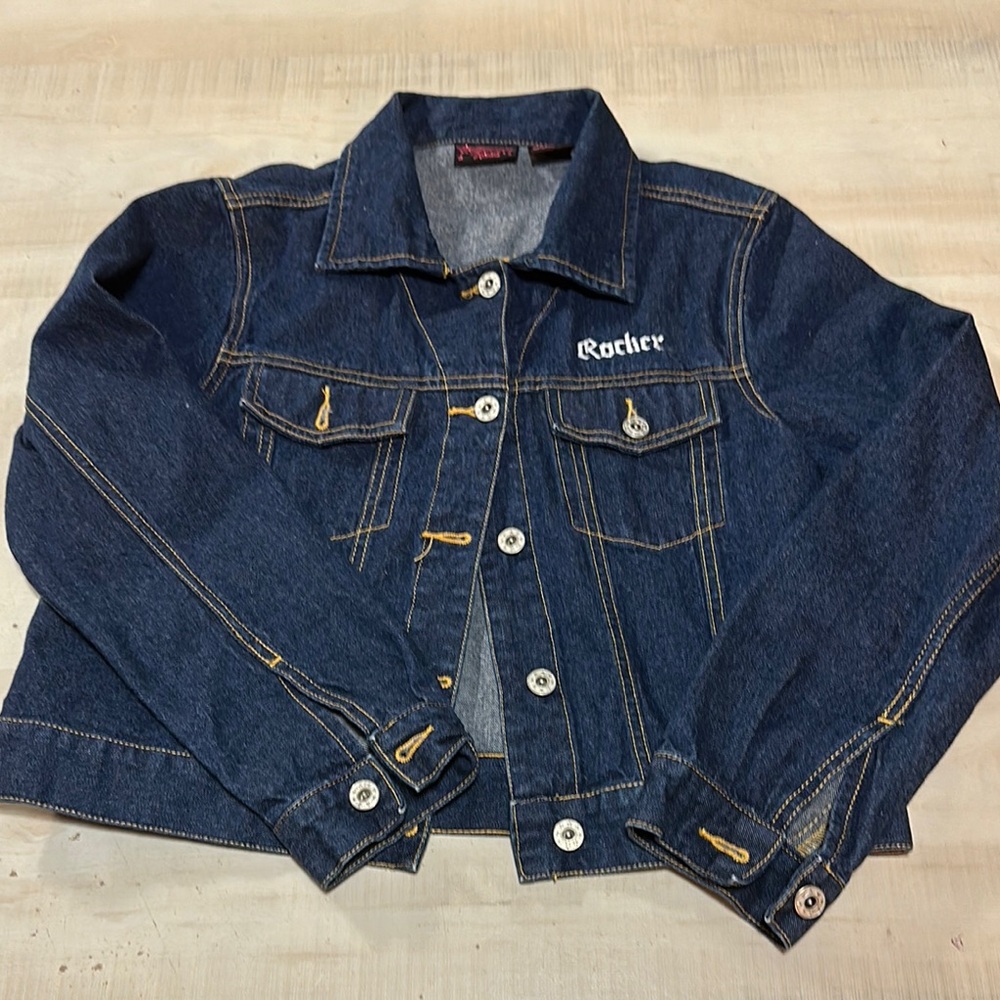 Hollywood Trash VINTAGE Denim Jacket. Features graphic design & embroidery